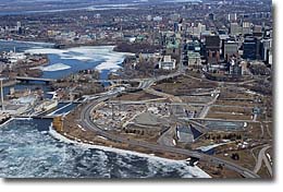 Bird’s eye view of the location for the new Museum Canadian Aerial
Photo Corporation/PCL Constructors
