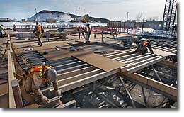 Formwork for level 100 parking garage floor
Photo credit: Harry Foster, Canadian Museum of Civilization
