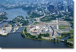 Aerial view of the new CWM and LeBreton Flats looking east
Canadian Aerial Photo Corporation/PCL Constructors
