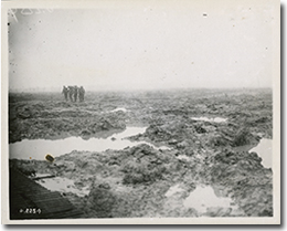 Wounded Canadian soldiers on their way to an aid post during the Battle of Passchendaele, November 1917.
George Metcalf Archival Collection
CWM 19930013-464
O.2201
© Canadian War Museum
