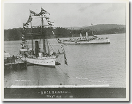 HMCS Shearwater (left) and HMCS Rainbow (right), 1910.
George Metcalf Archival Collection CWM 19890167-008
© Canadian War Museum
