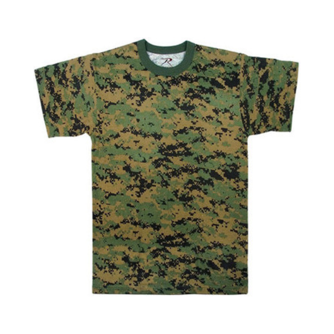 US Military Style Top Army Hunting Woodland Camo Tee Mens Combat T-Shirt  S-3XL
