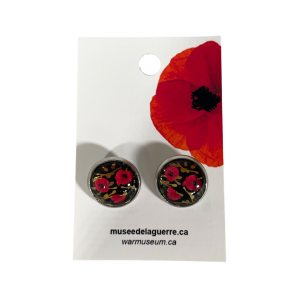 Glass poppy stud earrings