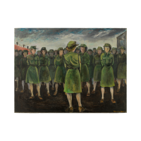 reproduction of Basic Trainees Learning to Stand at Ease, 1946 by Molly Lamb Bobak