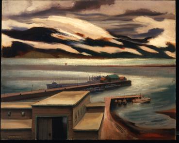 The Naval Base at GaspPainted by Thomas (Tom) Wood in 1945