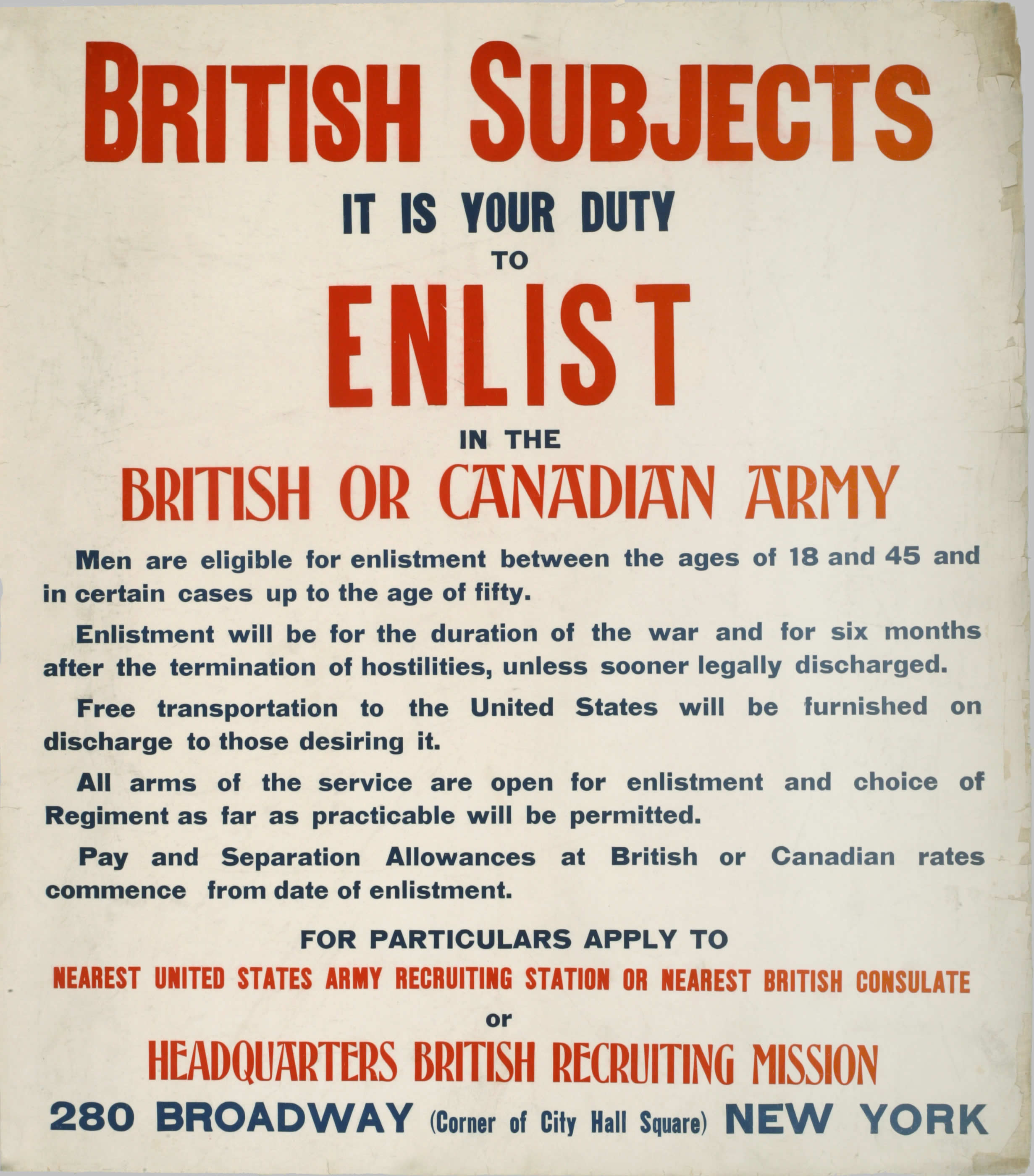 Enlist in the British or Canadian Army