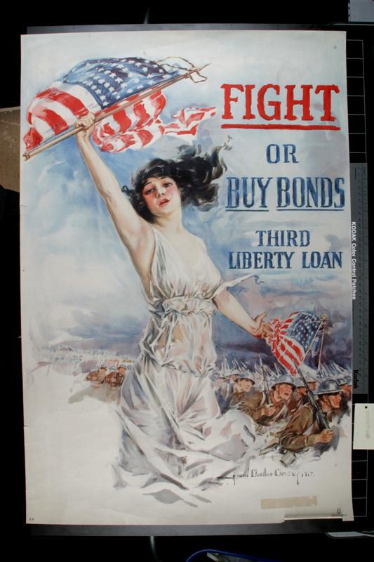 fund-raising poster, FIGHT OR BUY BONDS THIRD LIBERTY LOAN