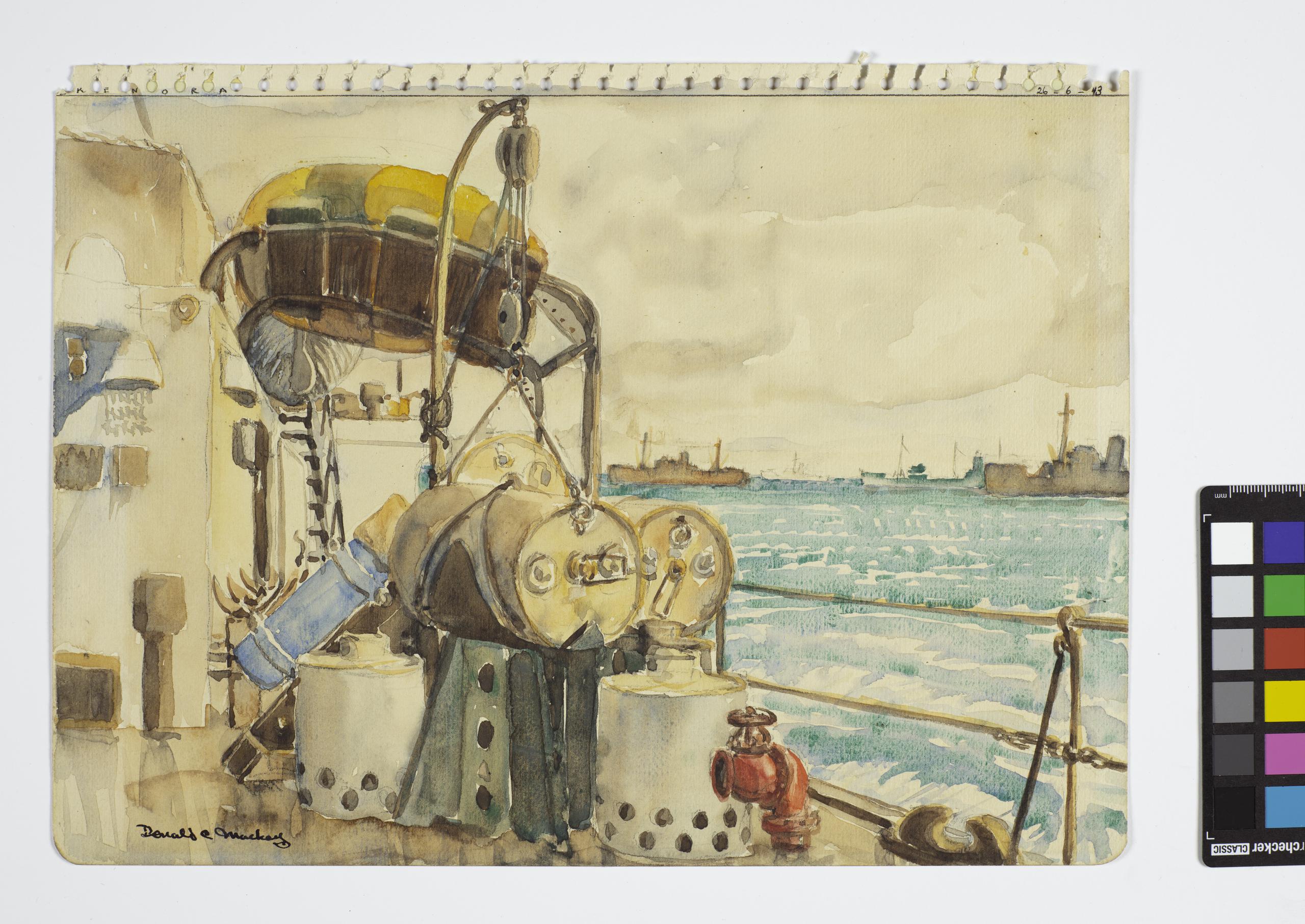 painting STARBOARD DEPTH CHARGE THROWER Canadian War Museum