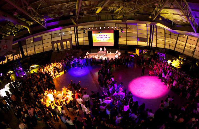 An aerial view of a crowd at an event in the LeBreton Gallery in Ottawa.