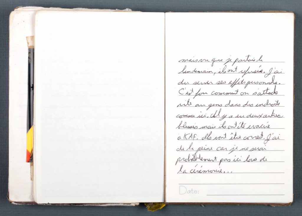 A page from Master Corporal Martin Rouleau's diary.