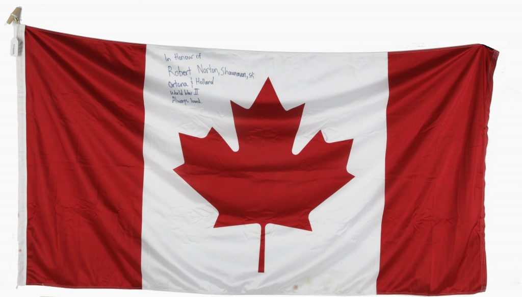 A canadian flag displayed in Ottawa at the Canadian War Museum.